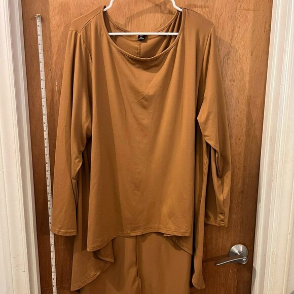 Size 4XL - Shein - Brown Long Sleeve Pullover Hi/Low Blouse - Picture 1 of 6